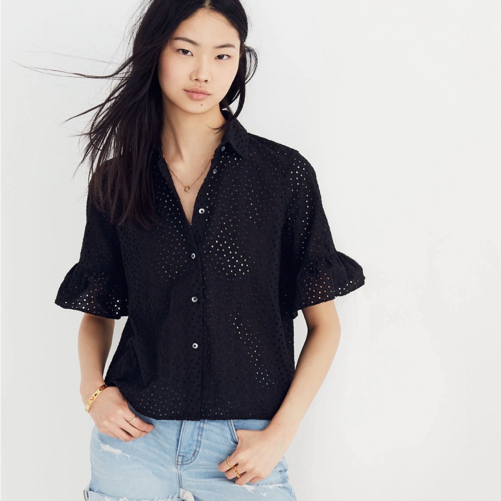 Madewell eyelet bell sleeve shirt